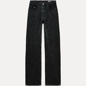 Zara Black Straight Cut Mid Rise Jeans
